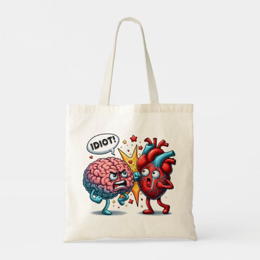 Hersenen vs hart grappige emoties tote bag (Achterkant)