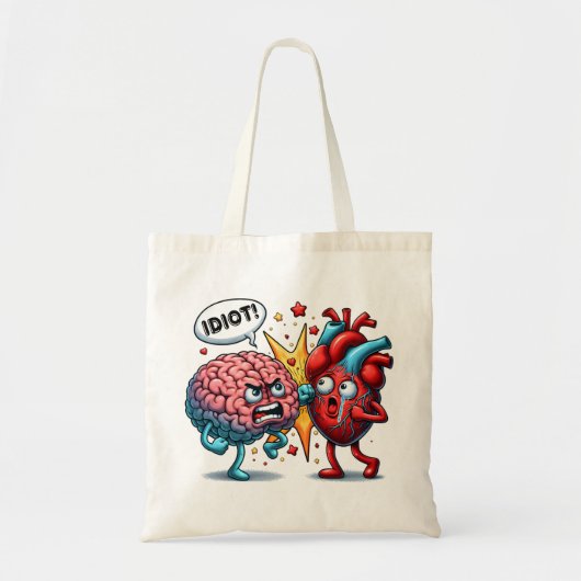 Hersenen vs hart grappige emoties tote bag (Voorkant)