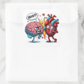 Hersenen vs hart grappige emoties vierkante sticker (Tas)