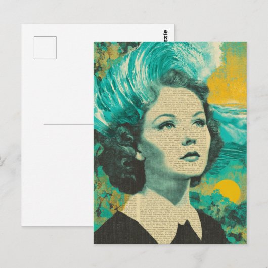 Hersengolven gemengde media Collage Briefkaart (Voorkant / Achterkant)