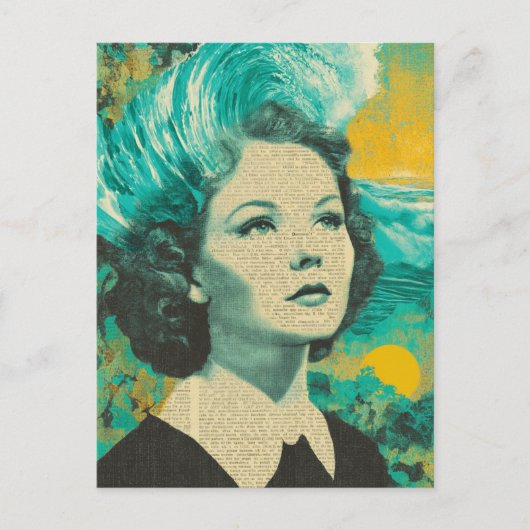 Hersengolven gemengde media Collage Briefkaart (Voorkant)