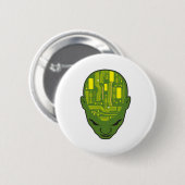 hersenhoofdhelft geel en groen ronde button 5,7 cm (Voorkant /achterkant)