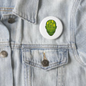 hersenhoofdhelft geel en groen ronde button 5,7 cm (In situ)