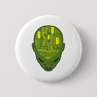 hersenhoofdhelft geel en groen ronde button 5,7 cm
