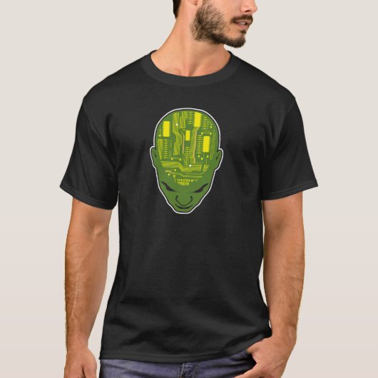 hersenhoofdhelft geel en groen t-shirt (Voorkant)