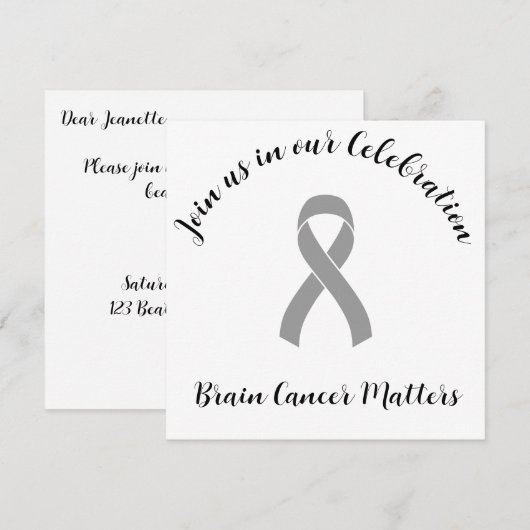 Hersenkanker Einde van Chemo Party Uitnodiging (Voorkant / Achterkant)