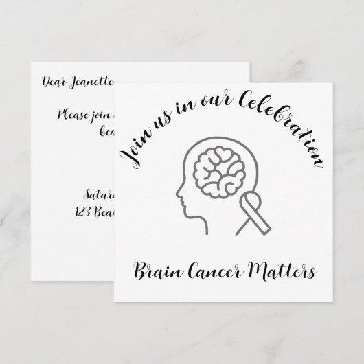 Hersenkanker grijs lint einde van de behandeling kaart (Voorkant / Achterkant)