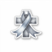 Hersenkanker grijs lint met kruis sticker (Voorkant)