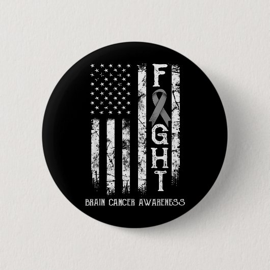 Hersenkanker Krijger VS Vlag Ronde Button 5,7 Cm (Voorkant)