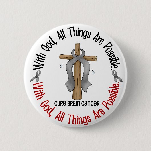 hersenkanker met GOD CROSS 1 Ronde Button 5,7 Cm (Voorkant)