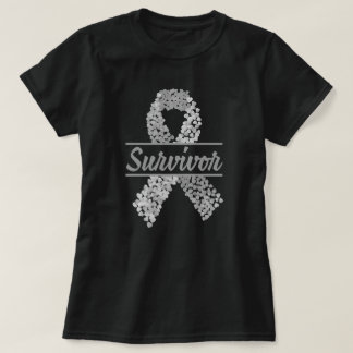 Hersenkanker Overlevende Hart Grijs Lint T-shirt