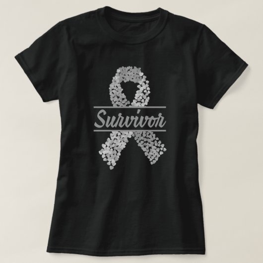 Hersenkanker Overlevende Hart Grijs Lint T-shirt (Design voorkant)