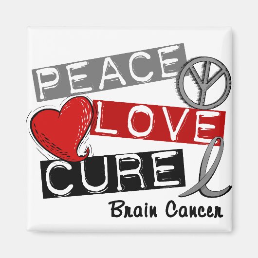 Hersenkanker PEACE LOVE CURE 1 Magneet (Voorkant)