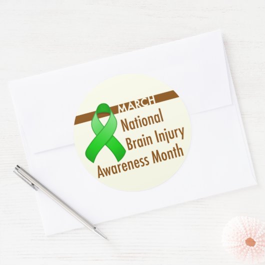 Hersenletsel Bewustzijn Maand Ronde Sticker (Envelop)