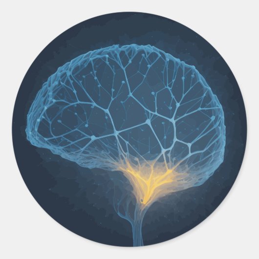 Hersennetwerk illustratie met halo's ronde sticker (Voorkant)