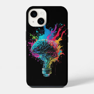 Hersenontwerp met kleurrijke bolexplosie iPhone 14 hoesje