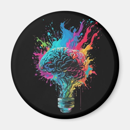 Hersenontwerp met kleurrijke bolexplosie magneet (Voorkant)