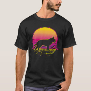 hersensorsoonset van Shepherd Dog Puppy Retro T-shirt