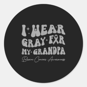 Hersentumor bewustzijn draag grijs voor opa ronde sticker