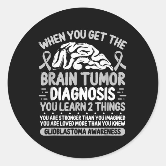Hersentumor bewustzijn grijs lint glioblastoom dia ronde sticker (Voorkant)