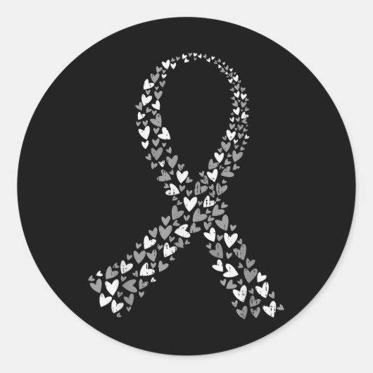Hersentumor bewustzijn hersenkanker grijs lint Man Ronde Sticker (Voorkant)