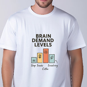 Hersenvraag Niveaus T-shirt Grappig Koffie Humor T