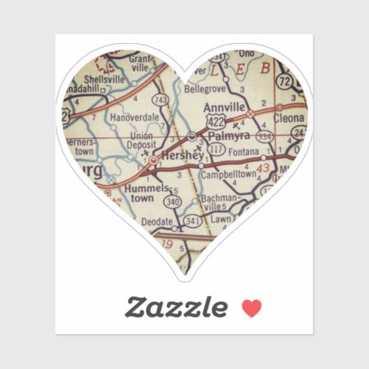 Hershey PA  kaart Sticker (Vel)