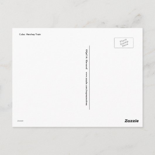 Hershey Train, Cuba Briefkaart (Achterkant)