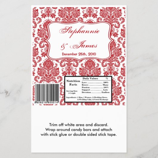 Hershey's Grote Bar Wrapper Rood Wit Damast Kant Flyer (Voorkant)