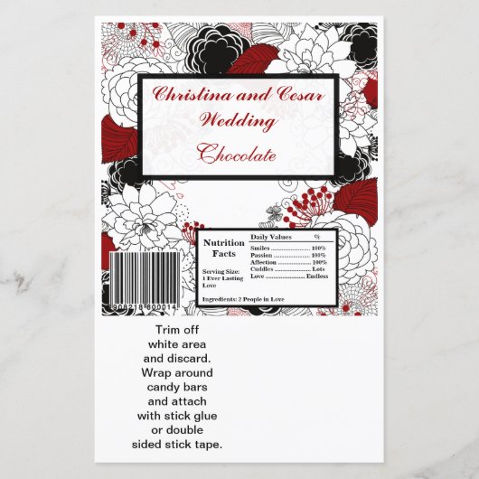 Hershey's Large Bar Wrapper Black Flowers Red leav (Voorkant)