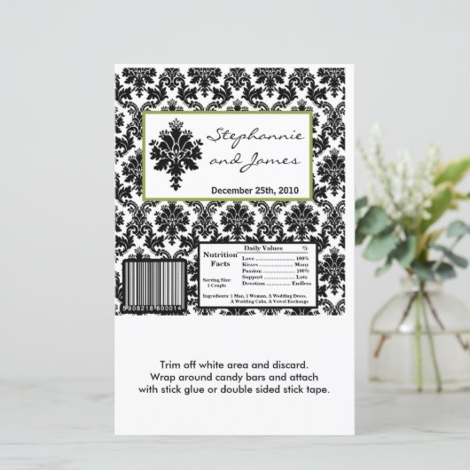 Hershey's Large Bar Wrapper Black Green Damask (Staand voorkant)