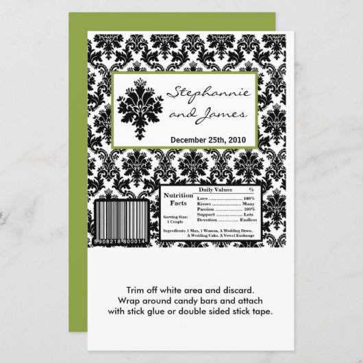 Hershey's Large Bar Wrapper Black Green Damask (Voorkant / Achterkant)