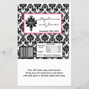 Hershey's Large Bar Wrapper Black Hot Pink Damask Flyer