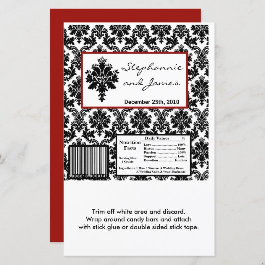 Hershey's Large Bar Wrapper Black Red Damask (Voorkant / Achterkant)