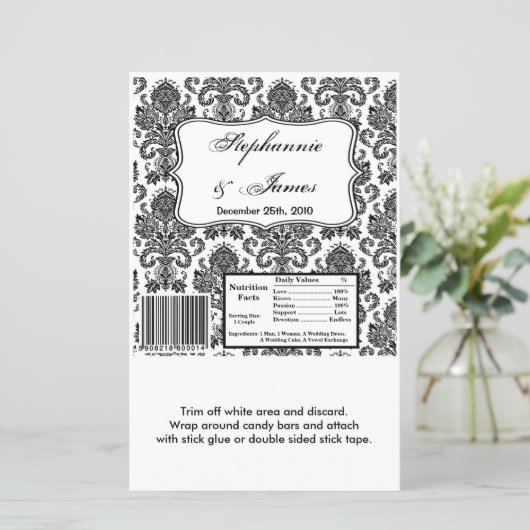 Hershey's Large Bar Wrapper Black White Damask Lac (Staand voorkant)