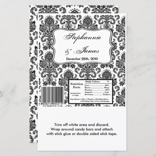 Hershey's Large Bar Wrapper Black White Damask Lac (Voorkant / Achterkant)