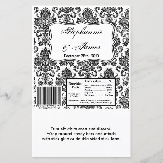 Hershey's Large Bar Wrapper Black White Damask Lac (Voorkant)