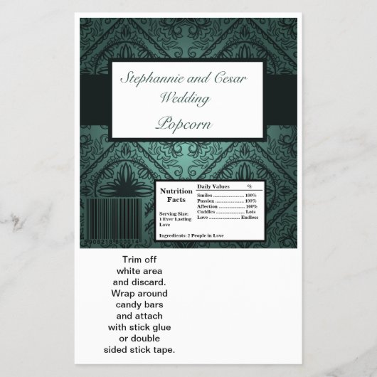 Hershey's Large Bar Wrapper Blauwgroen  Damask Flyer (Voorkant)