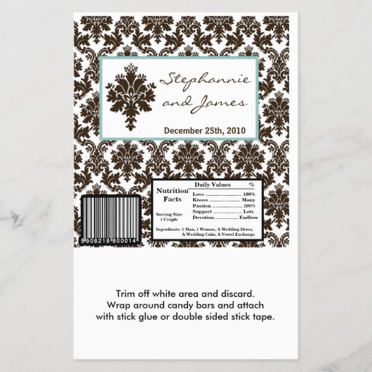 Hershey's Large Bar Wrapper Brown Tiffany Damask Flyer (Voorkant)