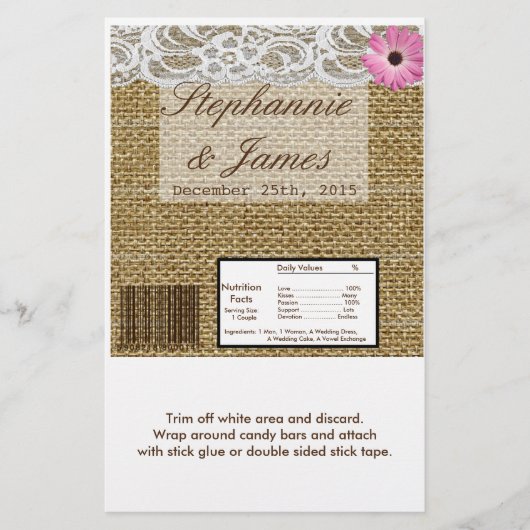 Hershey's Large Bar Wrapper Burlap Lace Flower Flyer (Voorkant)