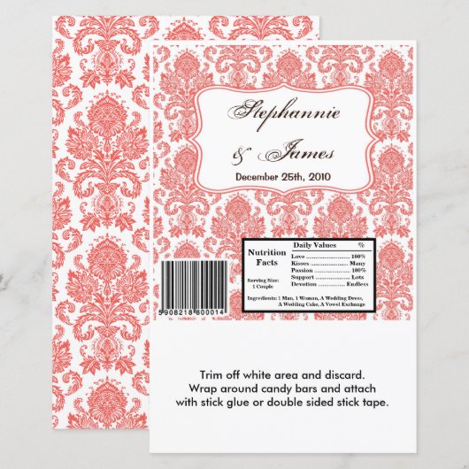 Hershey's Large Bar Wrapper Cora White Damask Lace (Voorkant / Achterkant)