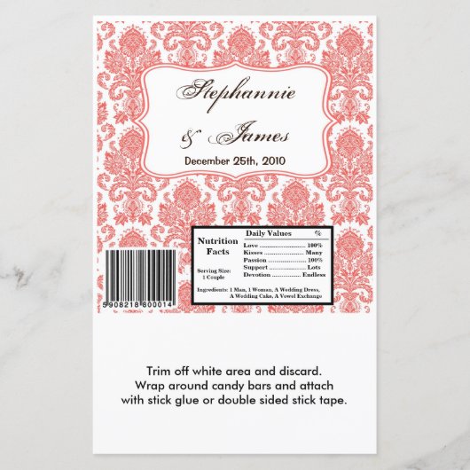 Hershey's Large Bar Wrapper Cora White Damask Lace (Voorkant)