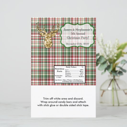 Hershey's Large Bar Wrapper Gold Glitter Reindeer (Staand voorkant)