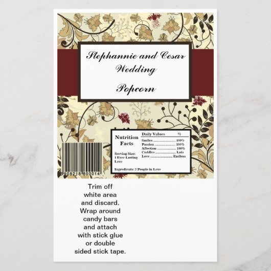 Hershey's Large Bar Wrapper Herfst Floral/Branches (Voorkant)