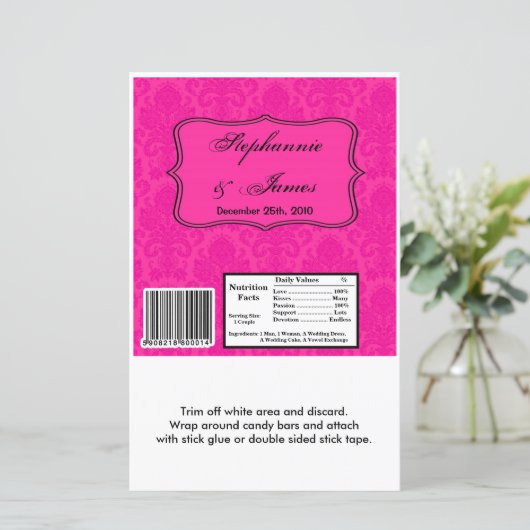 Hershey's Large Bar Wrapper Hot Pink Damask Lace (Staand voorkant)