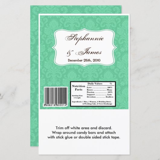 Hershey's Large Bar Wrapper Mint White Damask Lace (Voorkant / Achterkant)