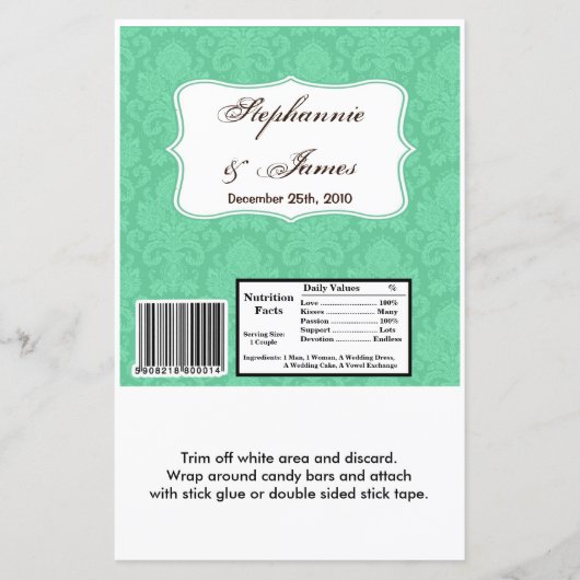 Hershey's Large Bar Wrapper Mint White Damask Lace (Voorkant)