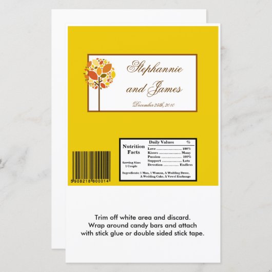 Hershey's Large Bar Wrapper Modern Autumn Tree (Voorkant / Achterkant)