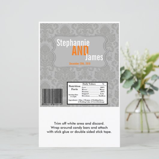 Hershey's Large Bar Wrapper Modern Grey Damask Lac (Staand voorkant)