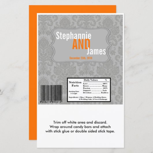 Hershey's Large Bar Wrapper Modern Grey Damask Lac (Voorkant / Achterkant)